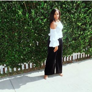 Accordion velvet pants